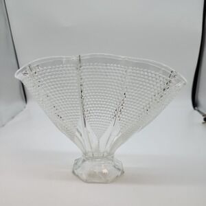 Vintage  THOUSAND  EYES Dewdrop Hobnail Vase Clear Glass  By L.E.SMITH CO  8.5 T